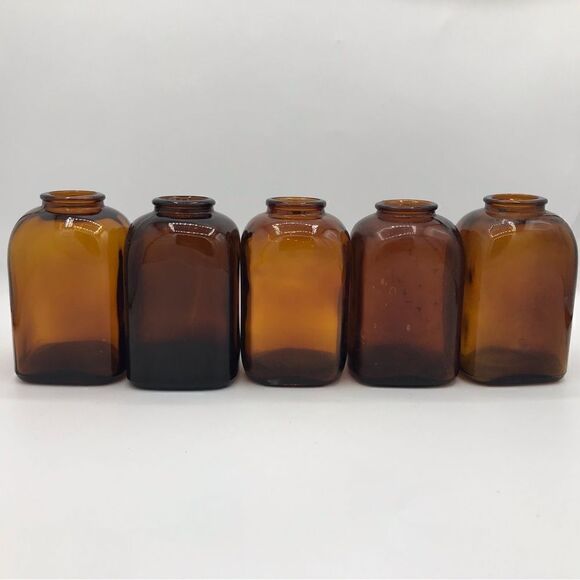 Vintage Squared Brown Glass Snuff Bottle Bundle of 5 - Picture 2 of 16